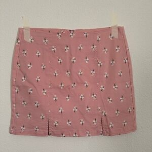 cute pink thigh slit skirt